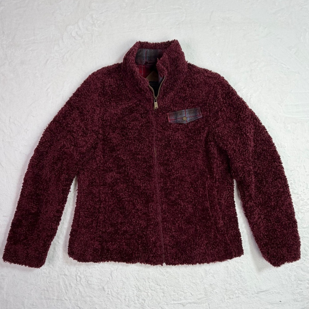 Pendleton High Pile Fleece Full Zip Jacket Burgundy Medium